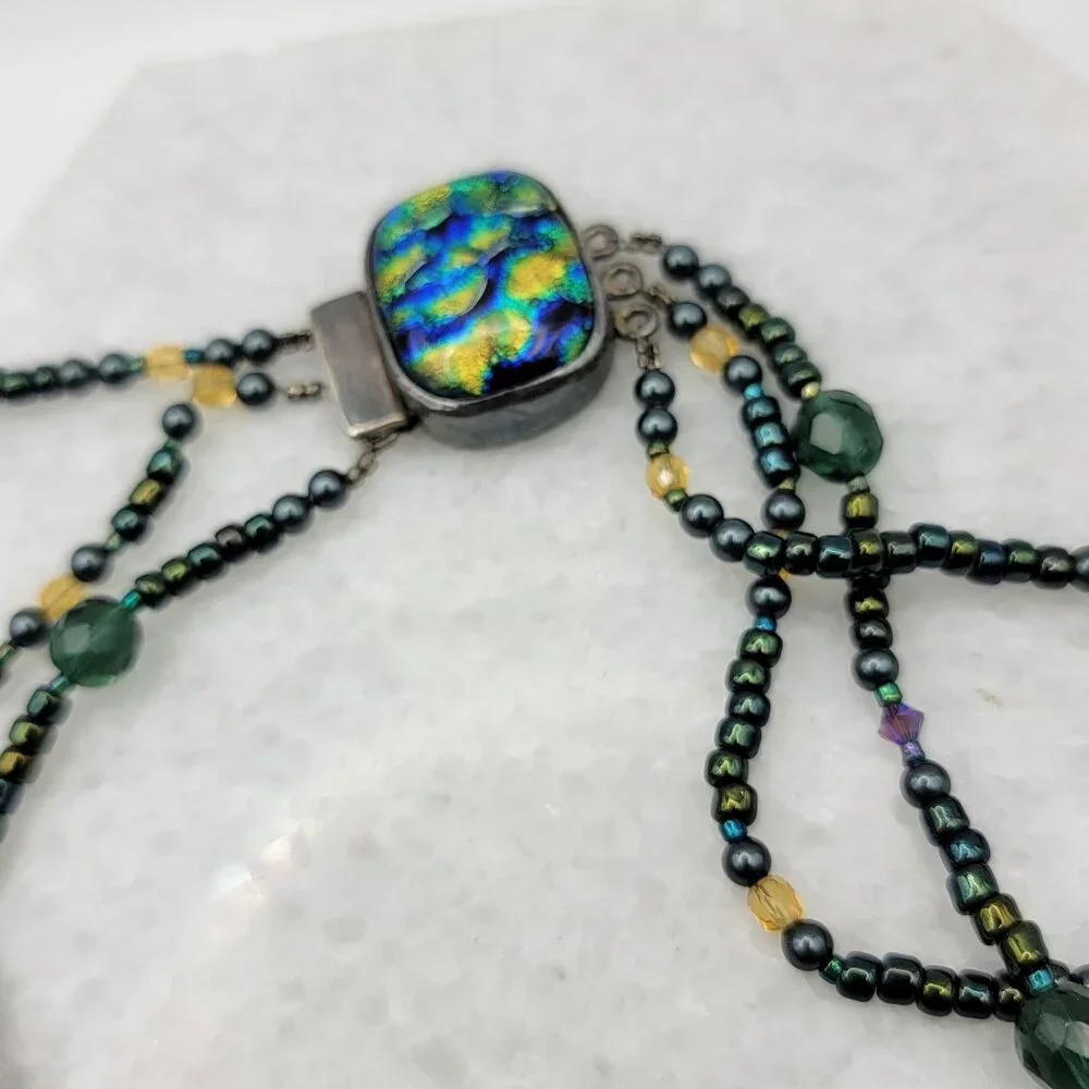 Multistrand Tahitian Circle Freshwater Pearls Necklace 925 Silver Clasp - Picture 2 of 4